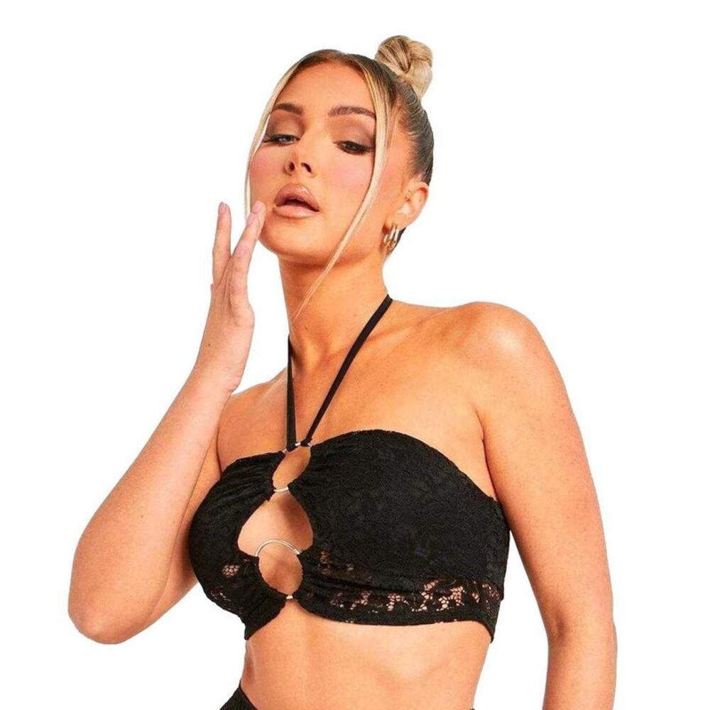 Missy Empire Womens/Ladies Lace Crop Top / Black